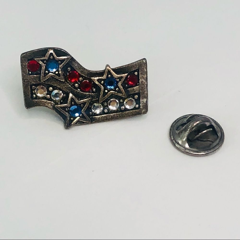 patriotic red white & blue stone pin lapel hat pin forth of july summer‎